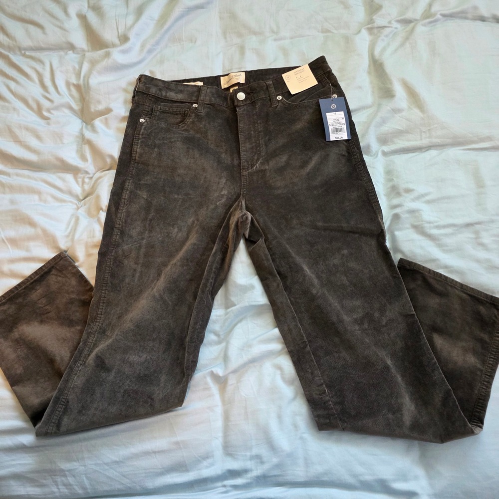 Universal Thread Everyday Straight Corduroy Pants Grey High Rise Size 12 Reg